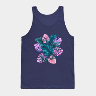 Pink & Teal Tropical Palm & Monstera Leaves Tank Top